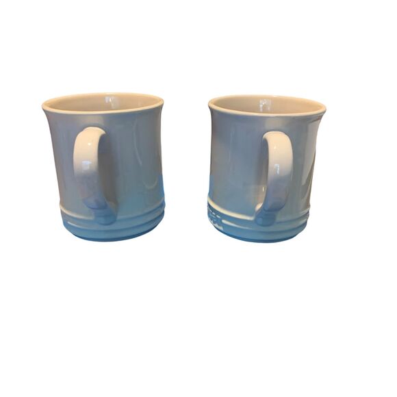 Le Creuset Set of 2 Cream Colored Coffee Tea Mugs Drinkware Gift - Picture 3 of 7